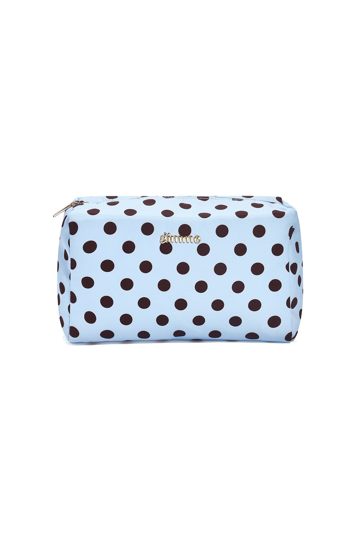 Make-up tas - Lichtblauw/donkerbruin stip
