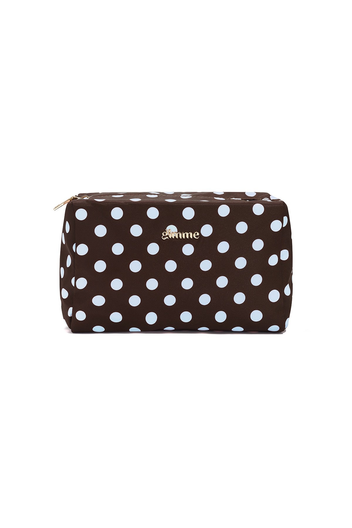 Make-up tas - Donkerbruin/lichtblauw stip