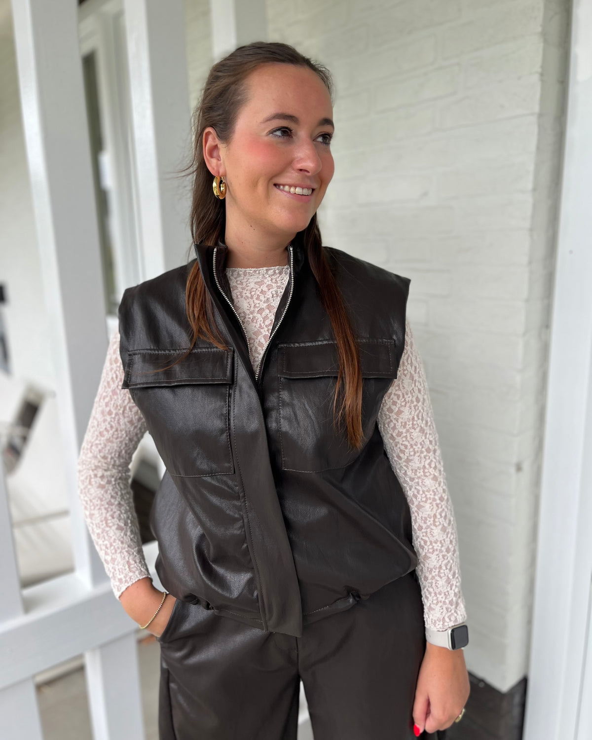 Bobby PU bodywarmer - Donkerbruin