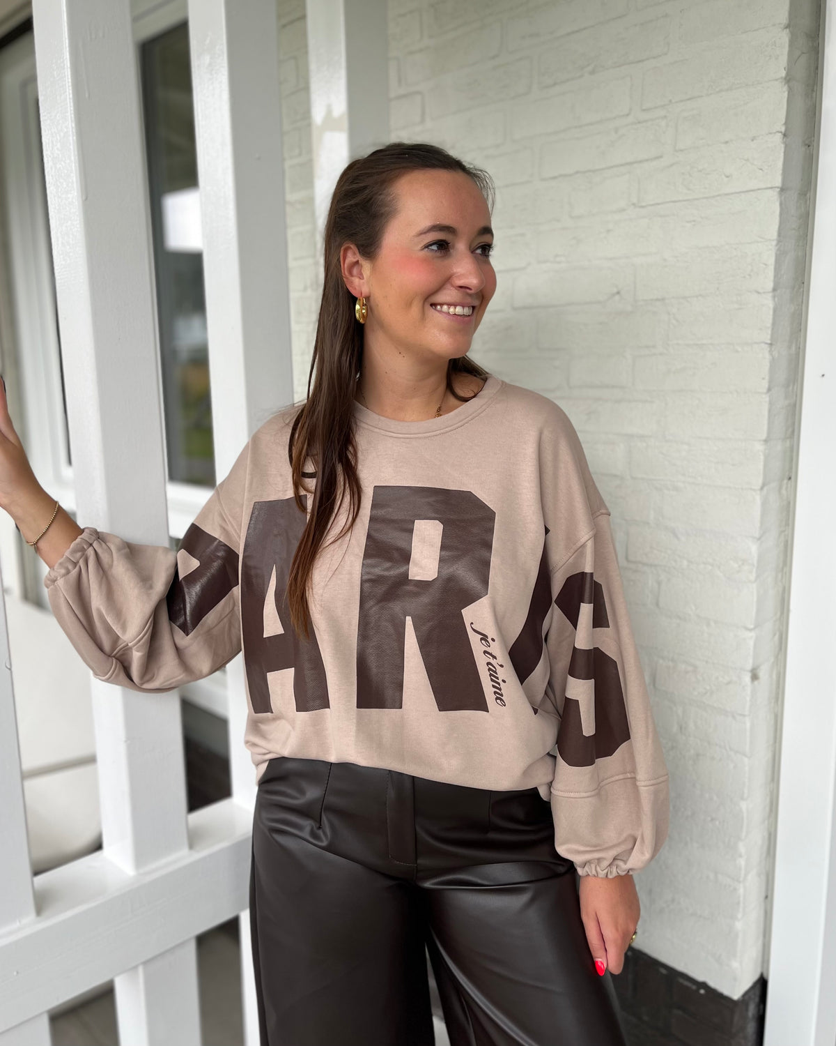 Amelie sweater                               - Beige/Donkerbruin