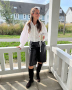 Nikki PU bermuda short - Donkerbruin