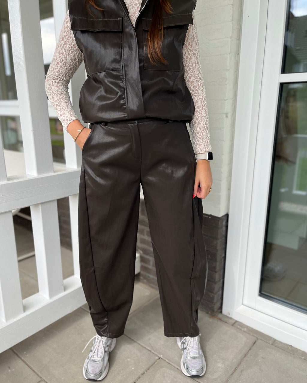 Bobby PU ballon broek - Donkerbruin