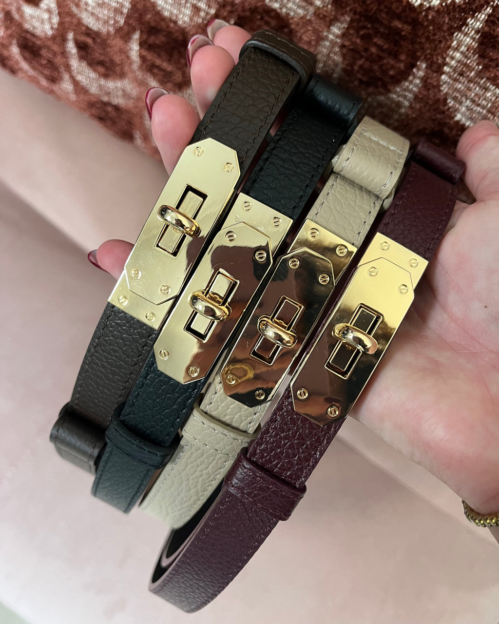 Leren riem small - Bordeaux