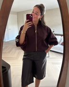 Nikki PU bermuda short                     - Aubergine