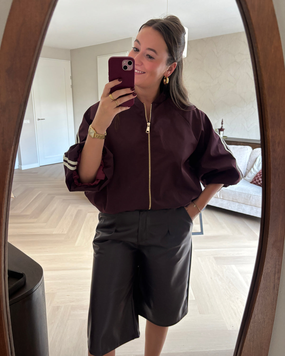 Nikki PU bermuda short                     - Aubergine