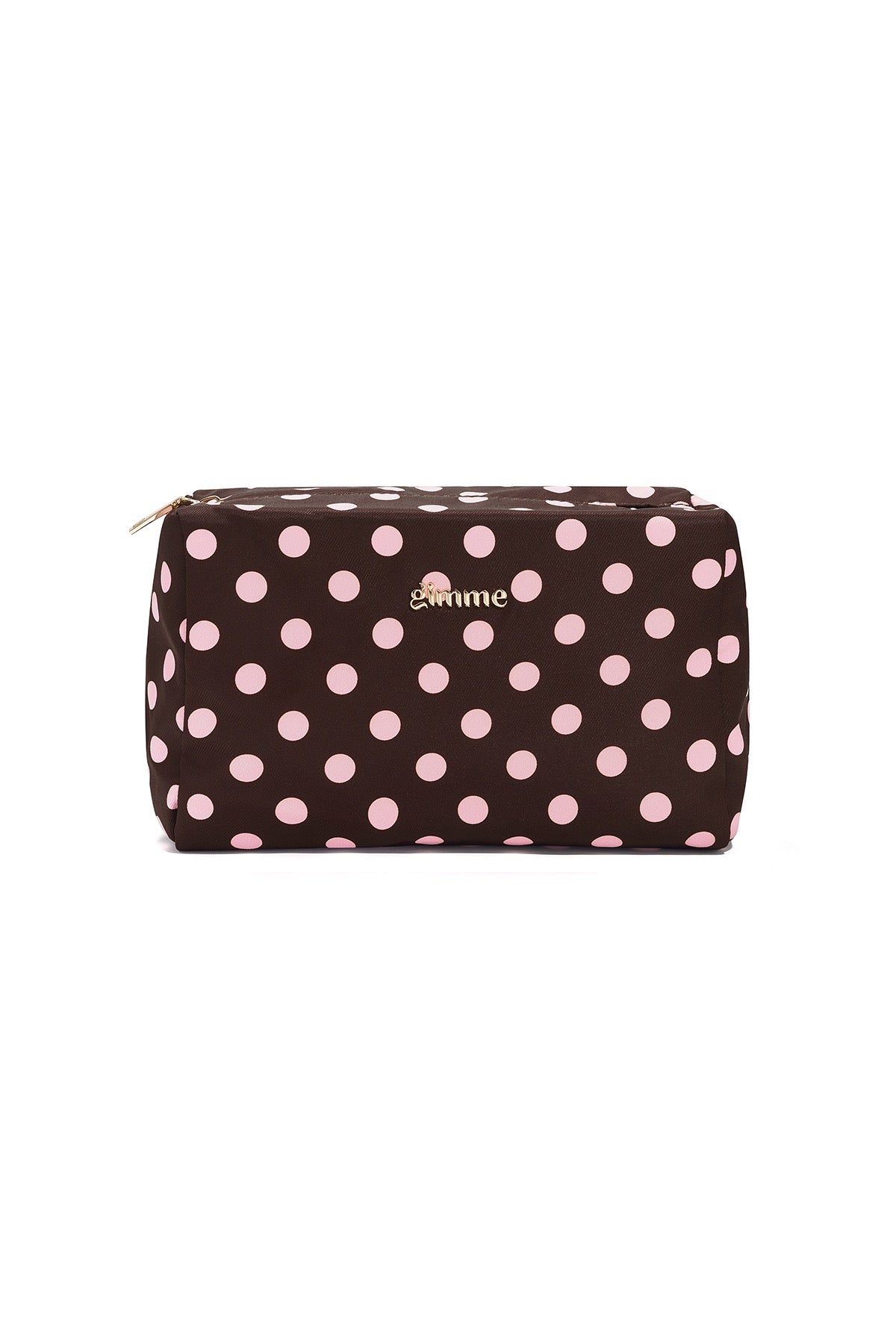 Make-up tas - Donkerbruin/lichtroze stip