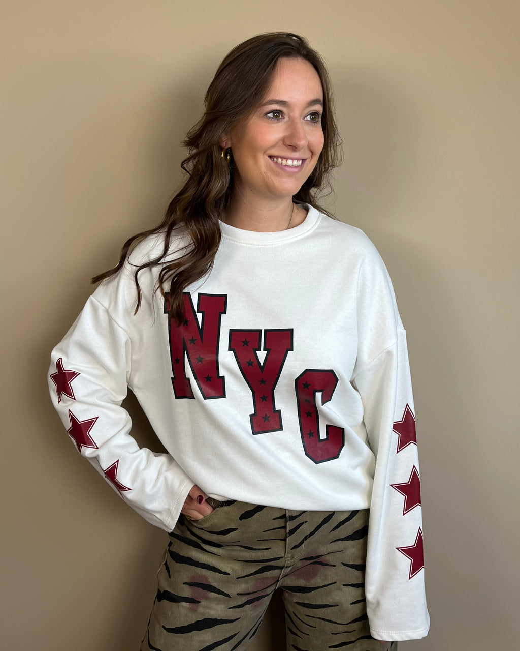 NYC sweater - Offwhite/bordeaux
