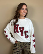 NYC sweater - Offwhite/bordeaux