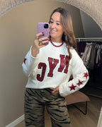 NYC sweater - Offwhite/bordeaux