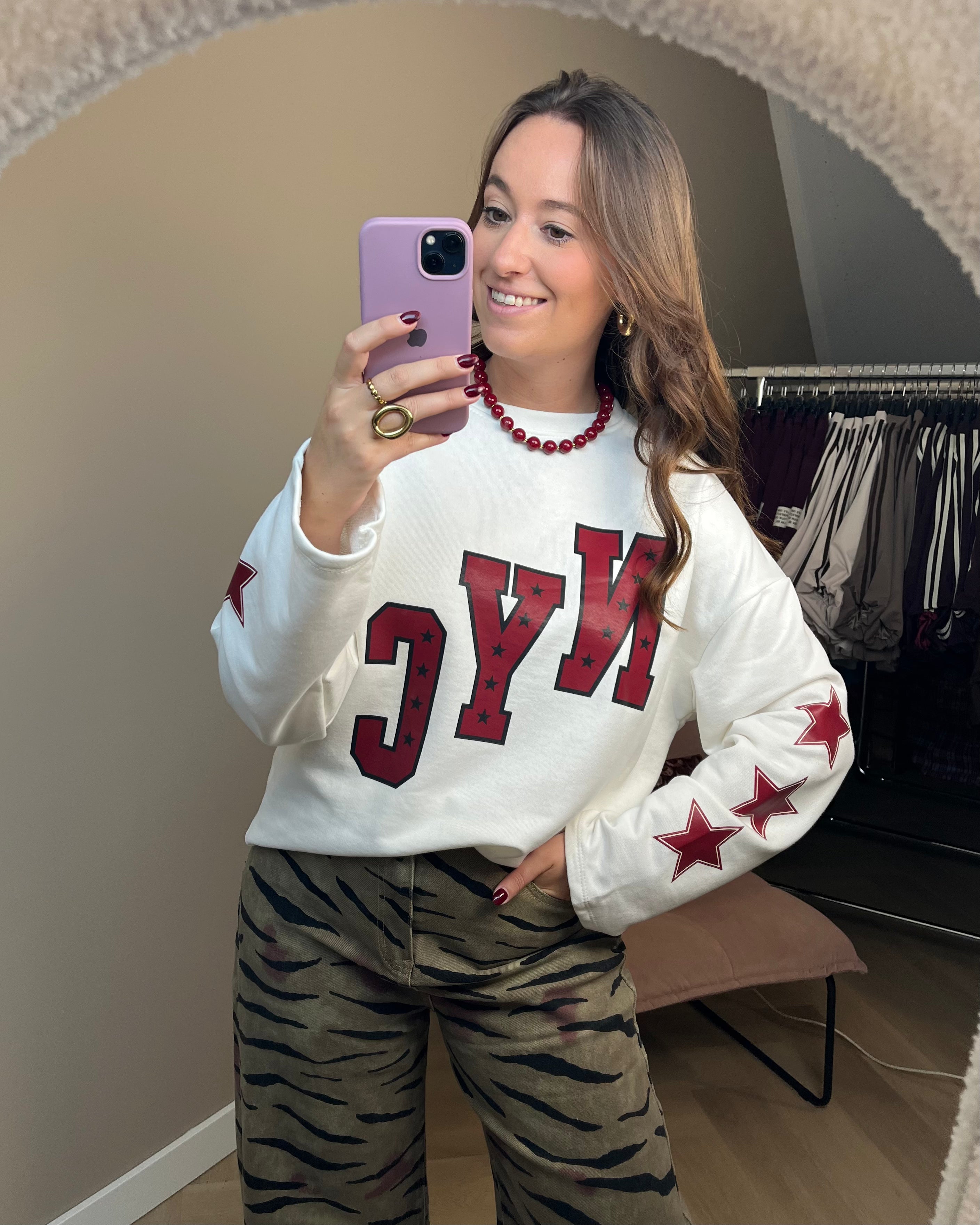 NYC sweater - Offwhite/bordeaux