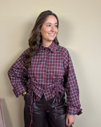 Fien blouse - Bordeaux geruit