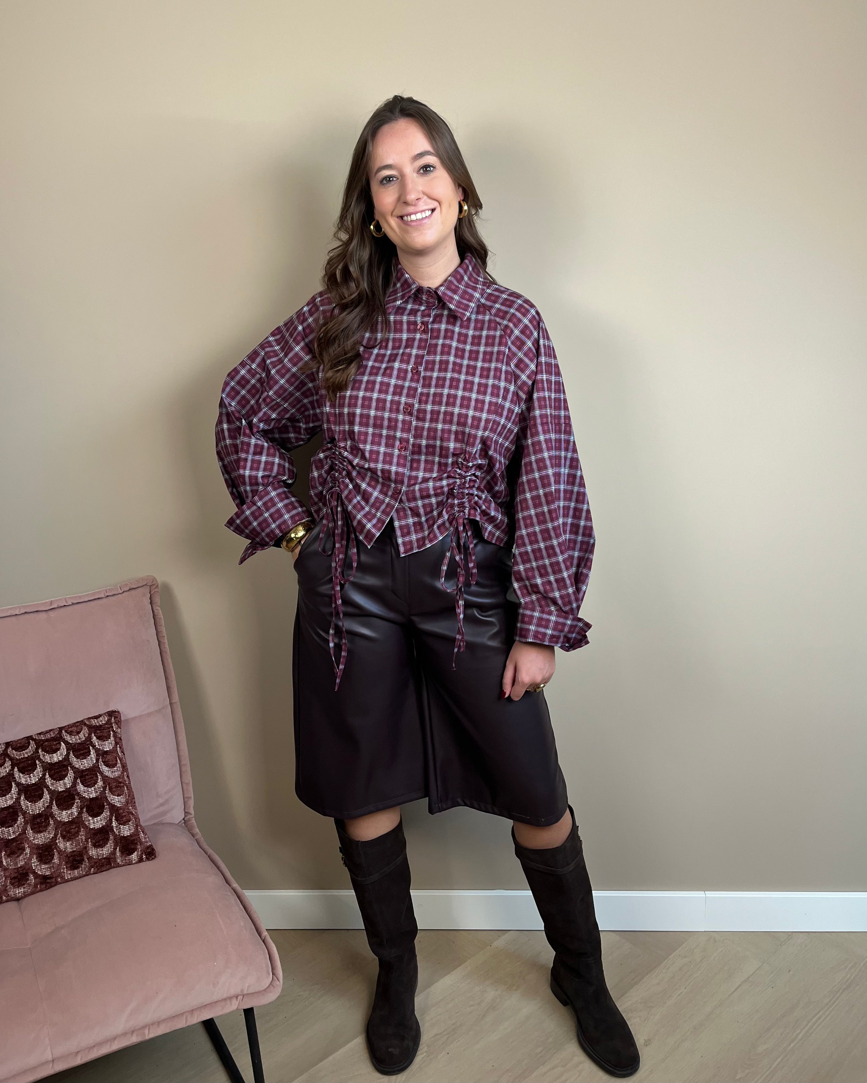 Fien blouse - Bordeaux geruit