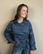 Fien blouse - Blauw geruit