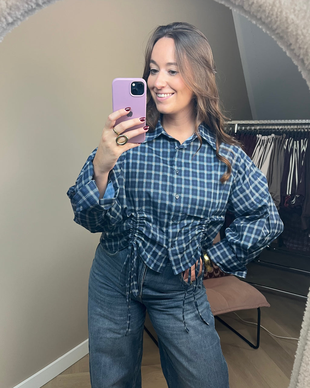 Fien blouse - Blauw geruit