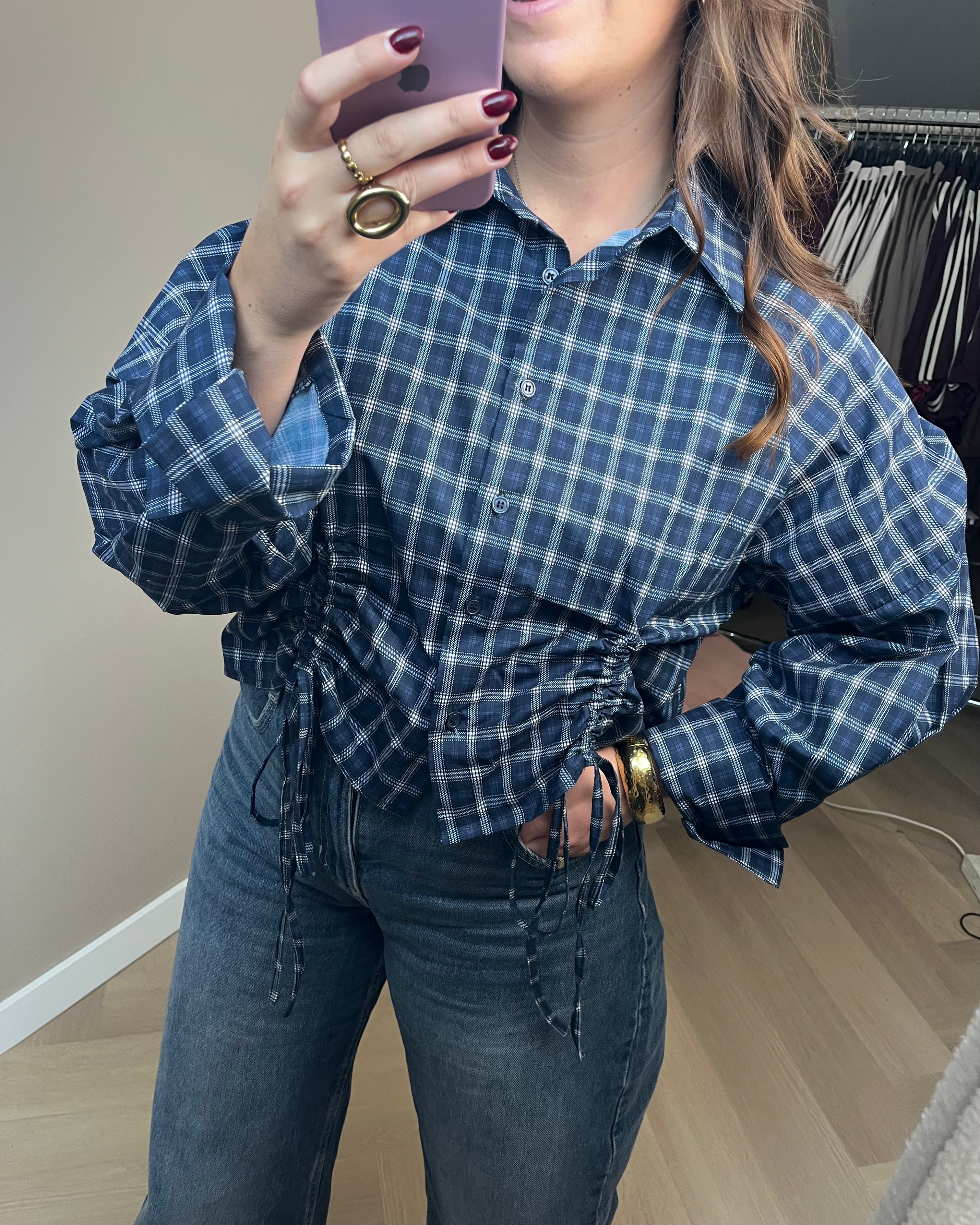 Fien blouse - Blauw geruit
