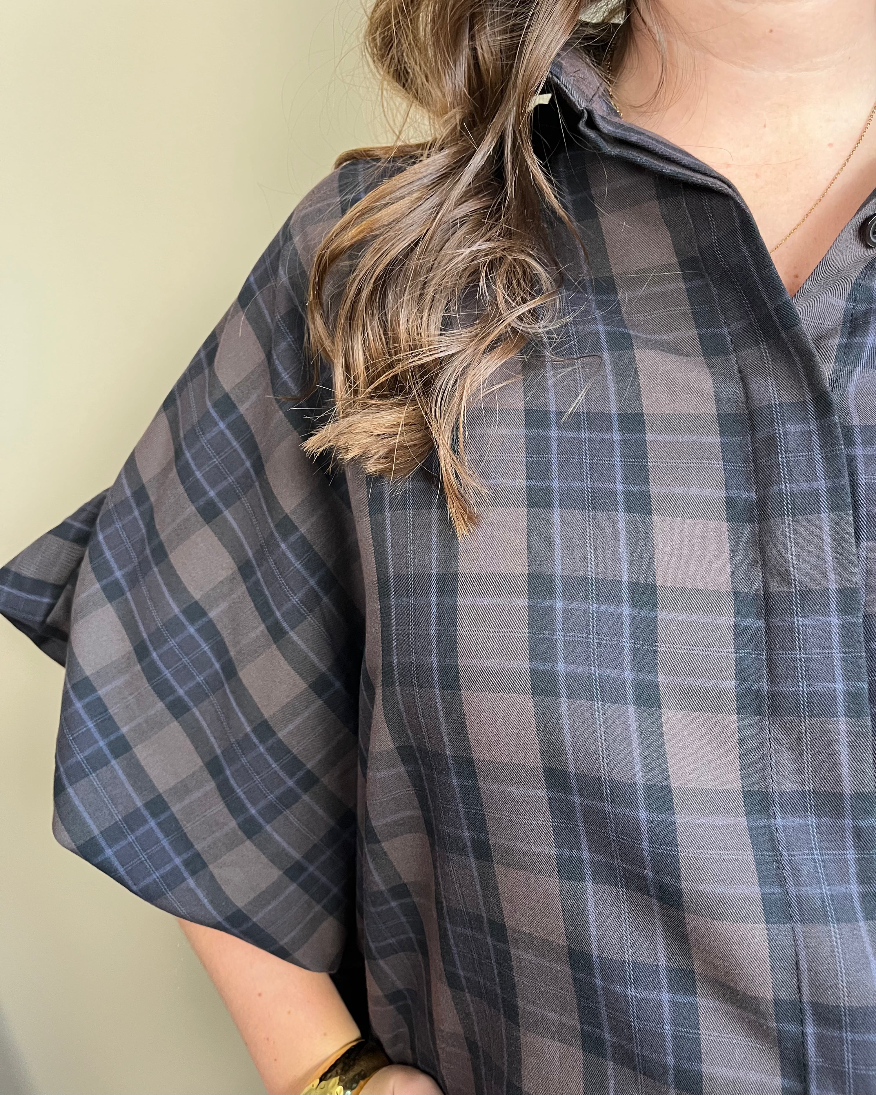 Guusje blouse - Bruin/zwart/blauw geruit