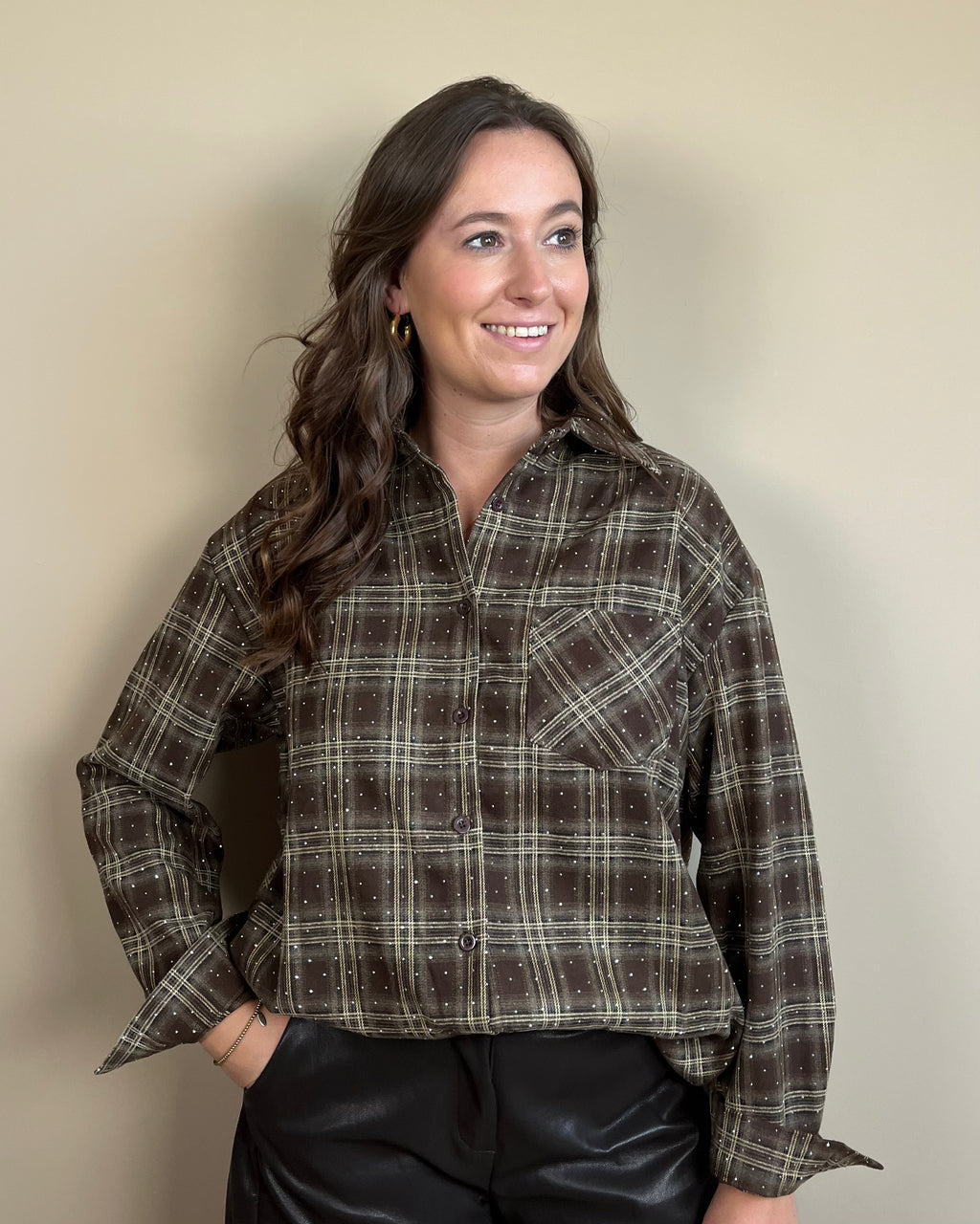 Saar blouse - Bruin geruit