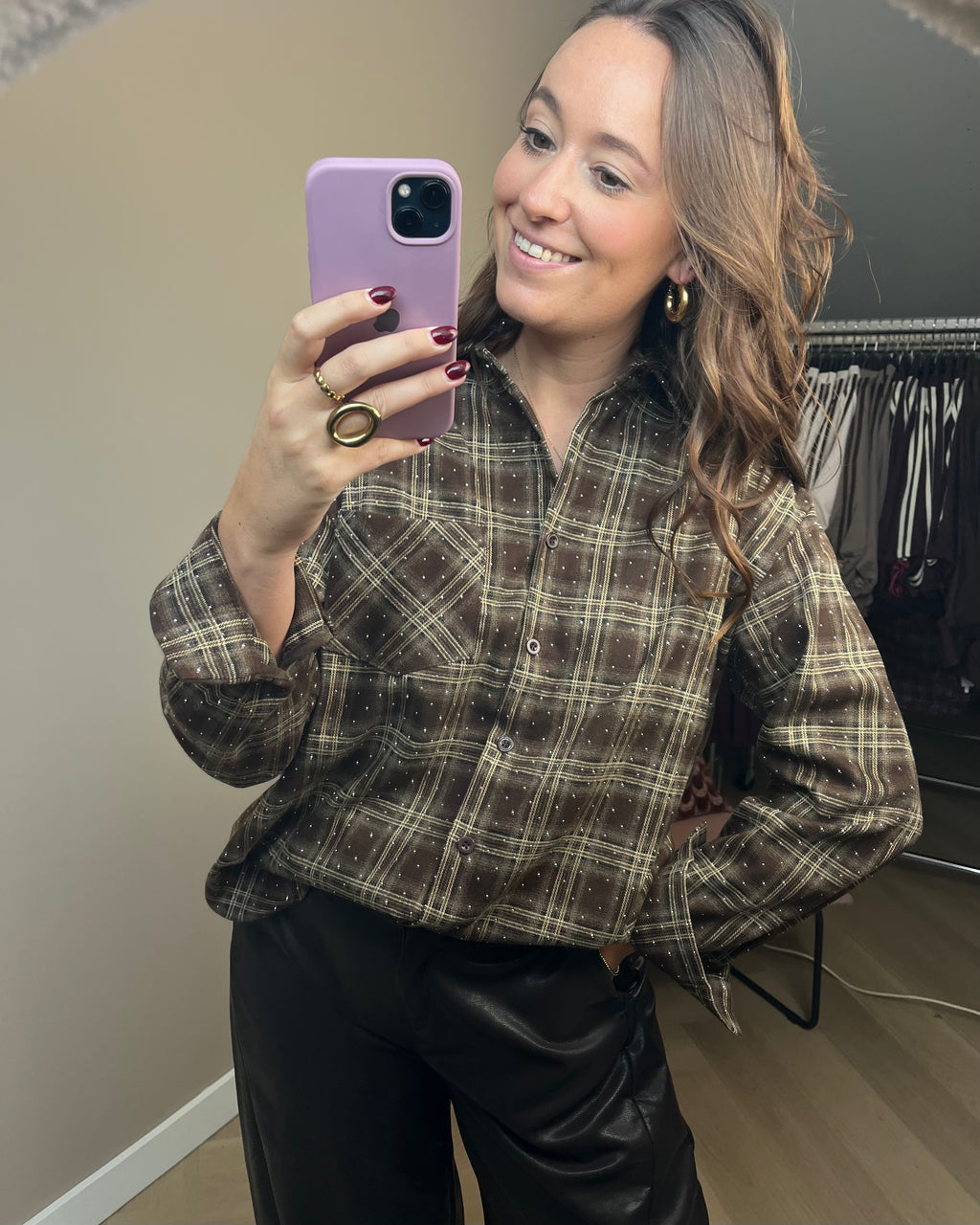 Saar blouse - Bruin geruit