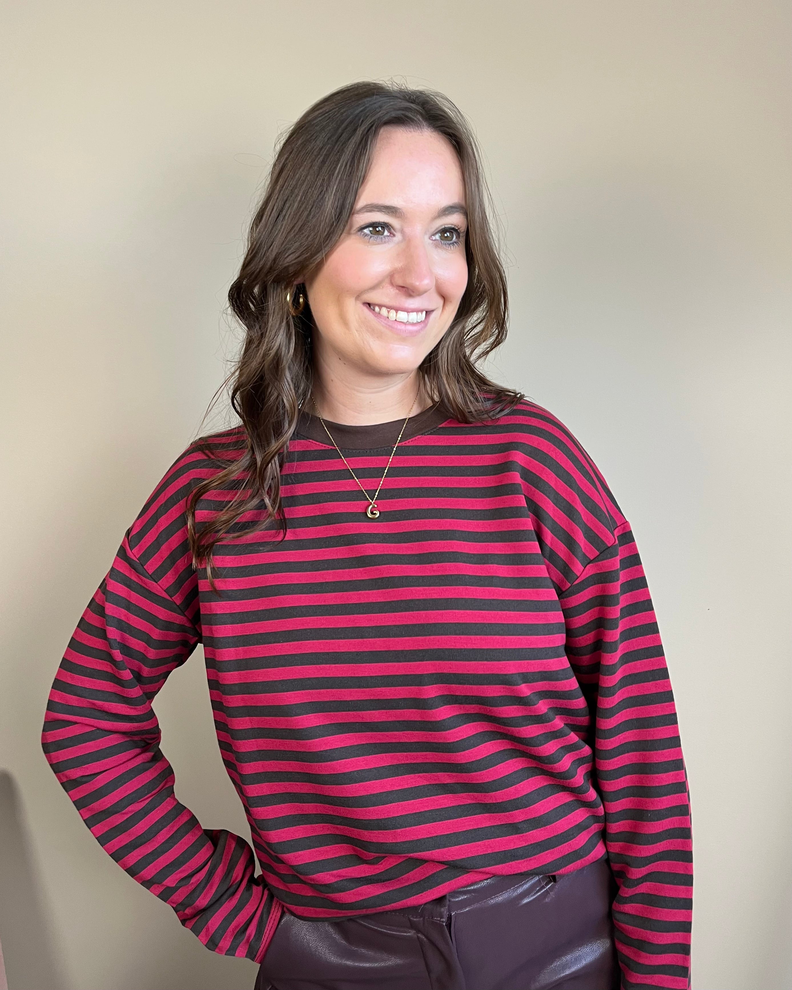 Lola longsleeve - Donkerbruin/cherry