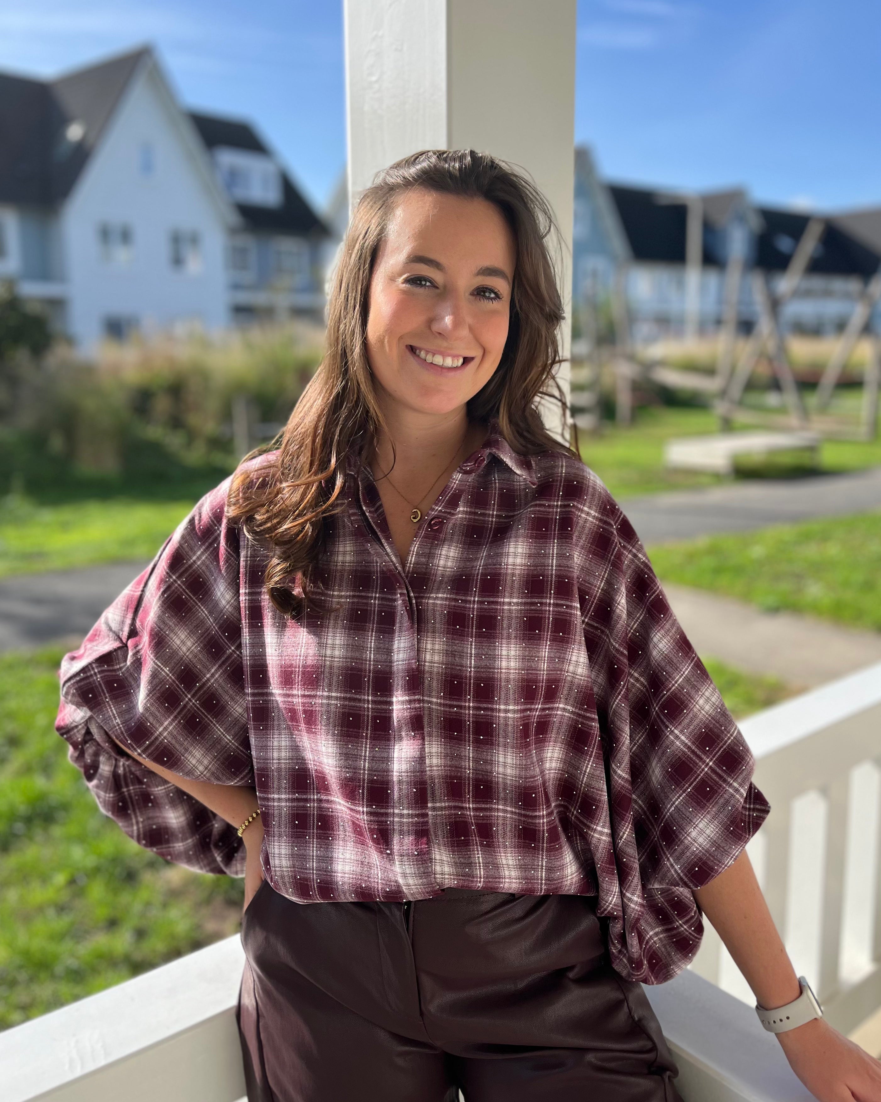 Bente ballonblouse - Bordeaux