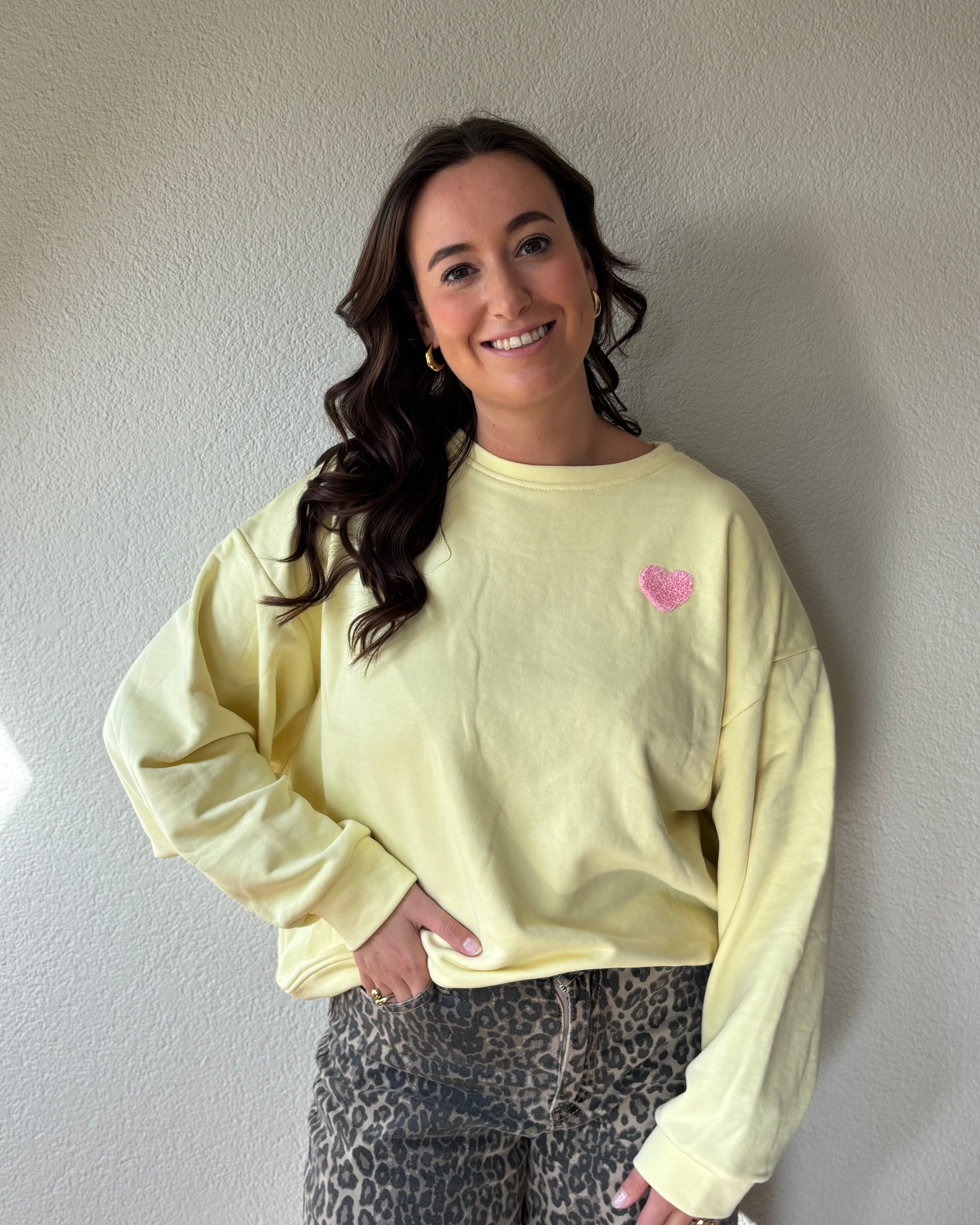 Sweater bisous - Lichtgeel