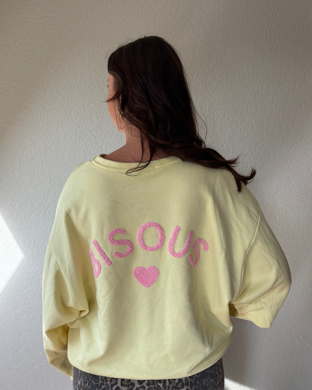 Sweater bisous - Lichtgeel