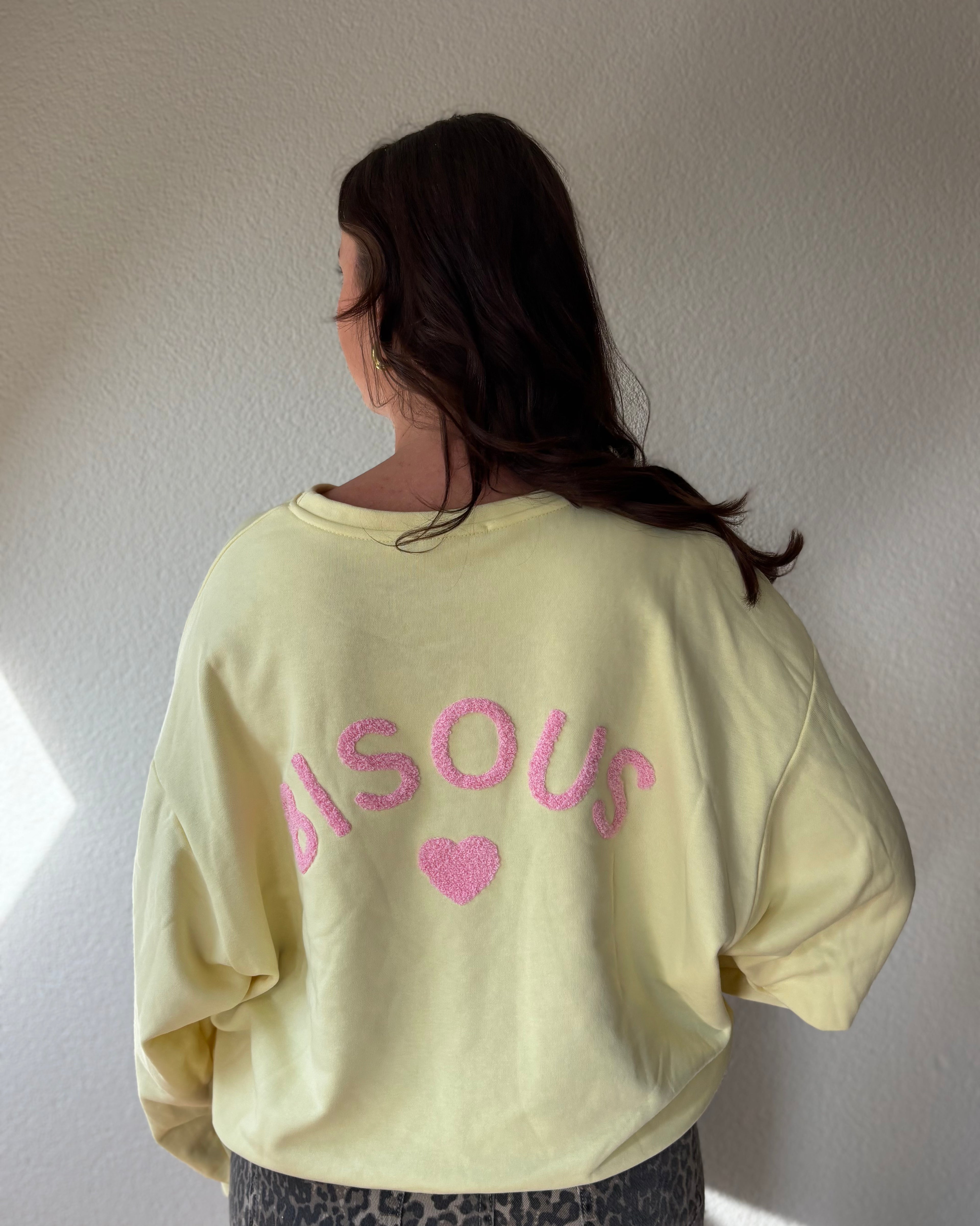 Sweater bisous - Lichtgeel