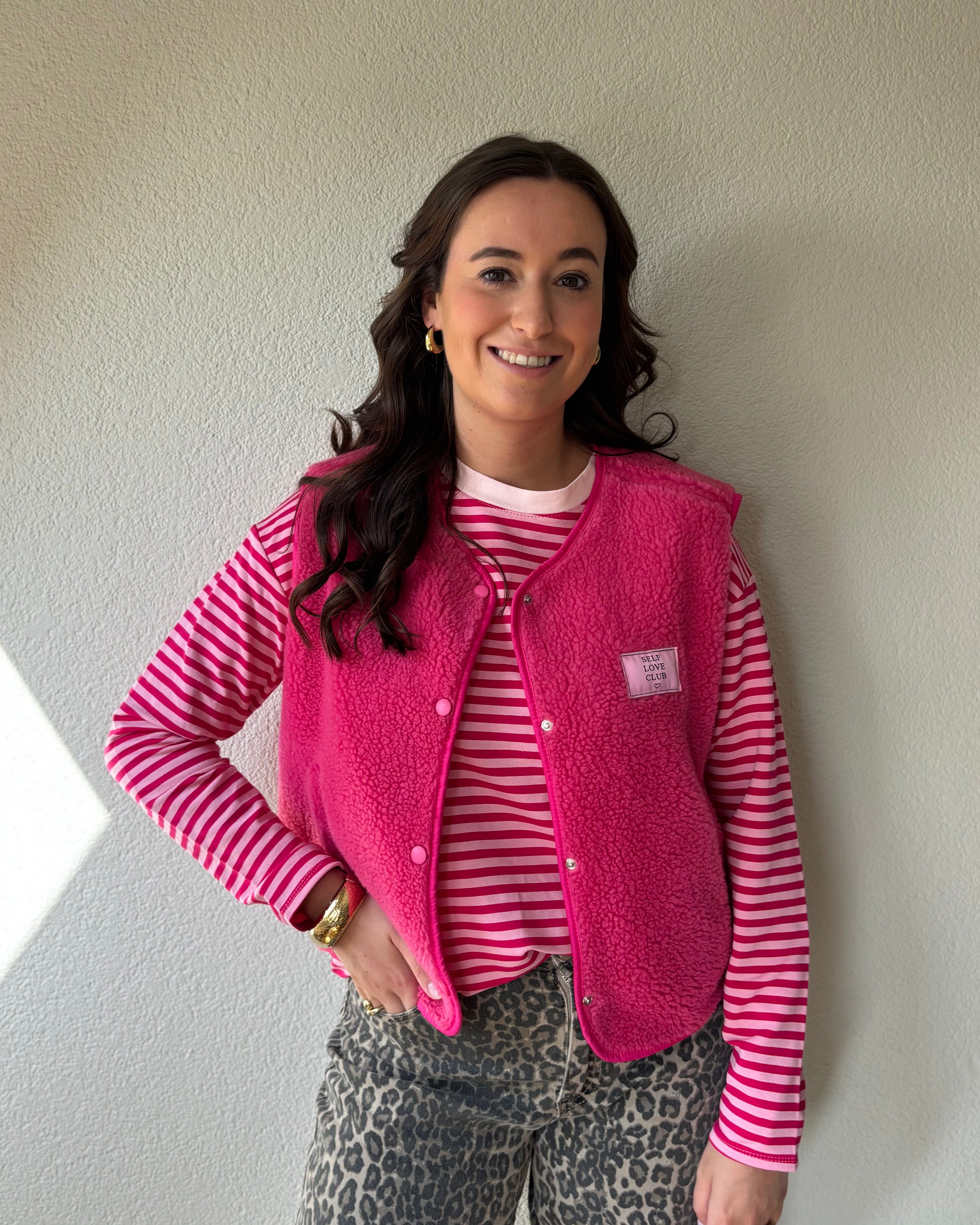 Gestreepte longsleeve - roze/Lichtroze