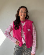 Gestreepte longsleeve - roze/wit