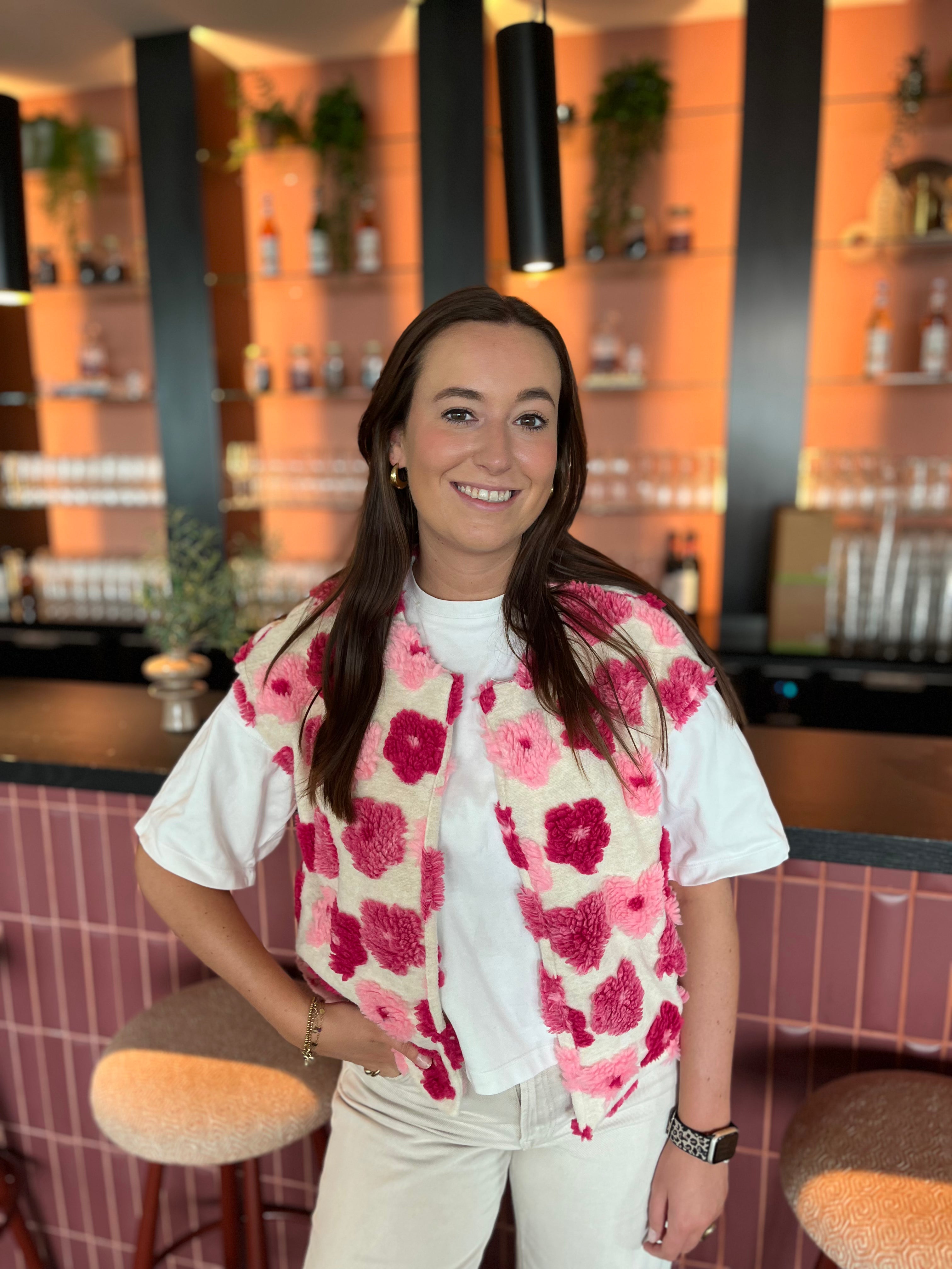 Flower gilet - Roze