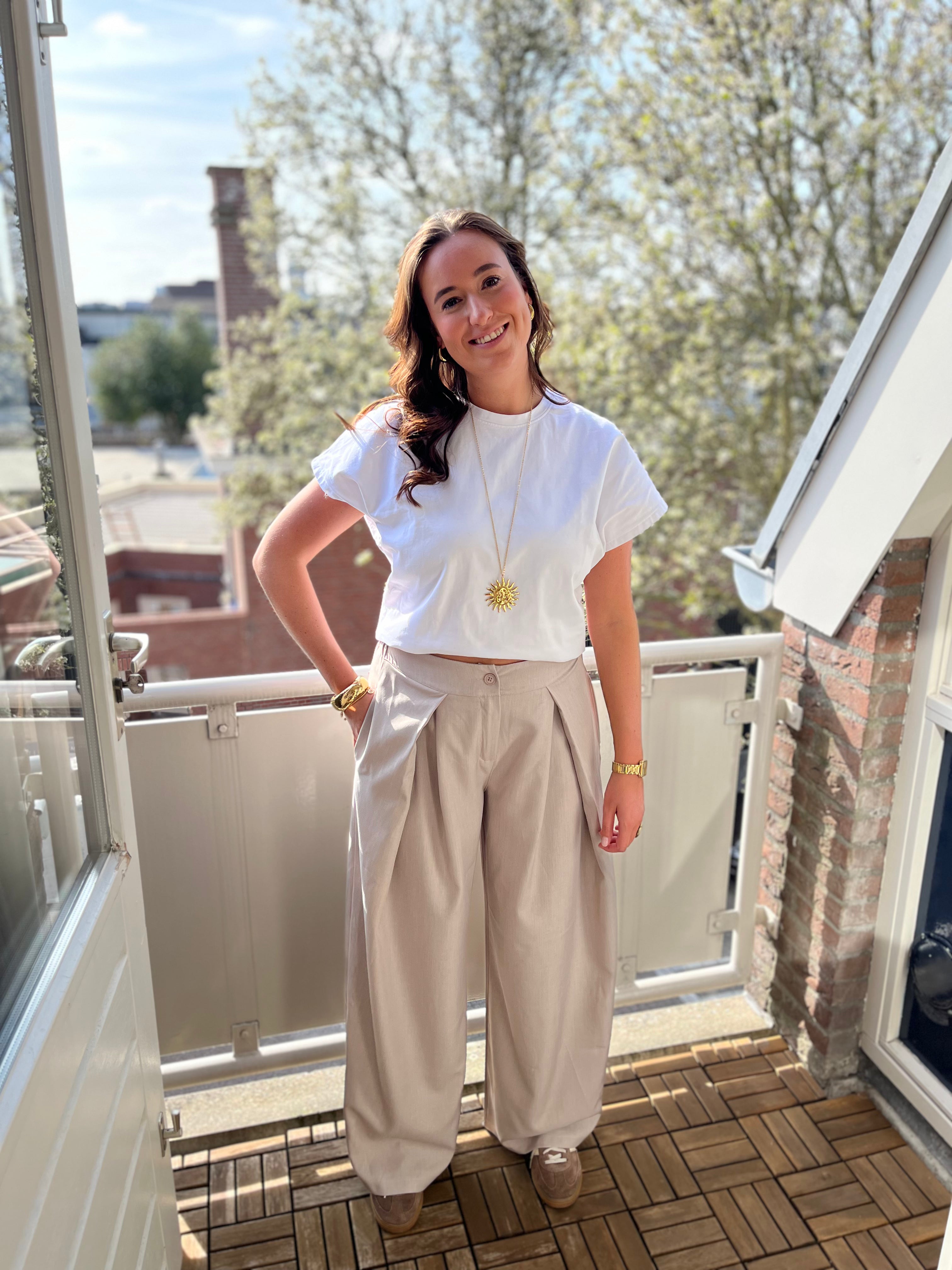 Plooien pantalon - Taupe