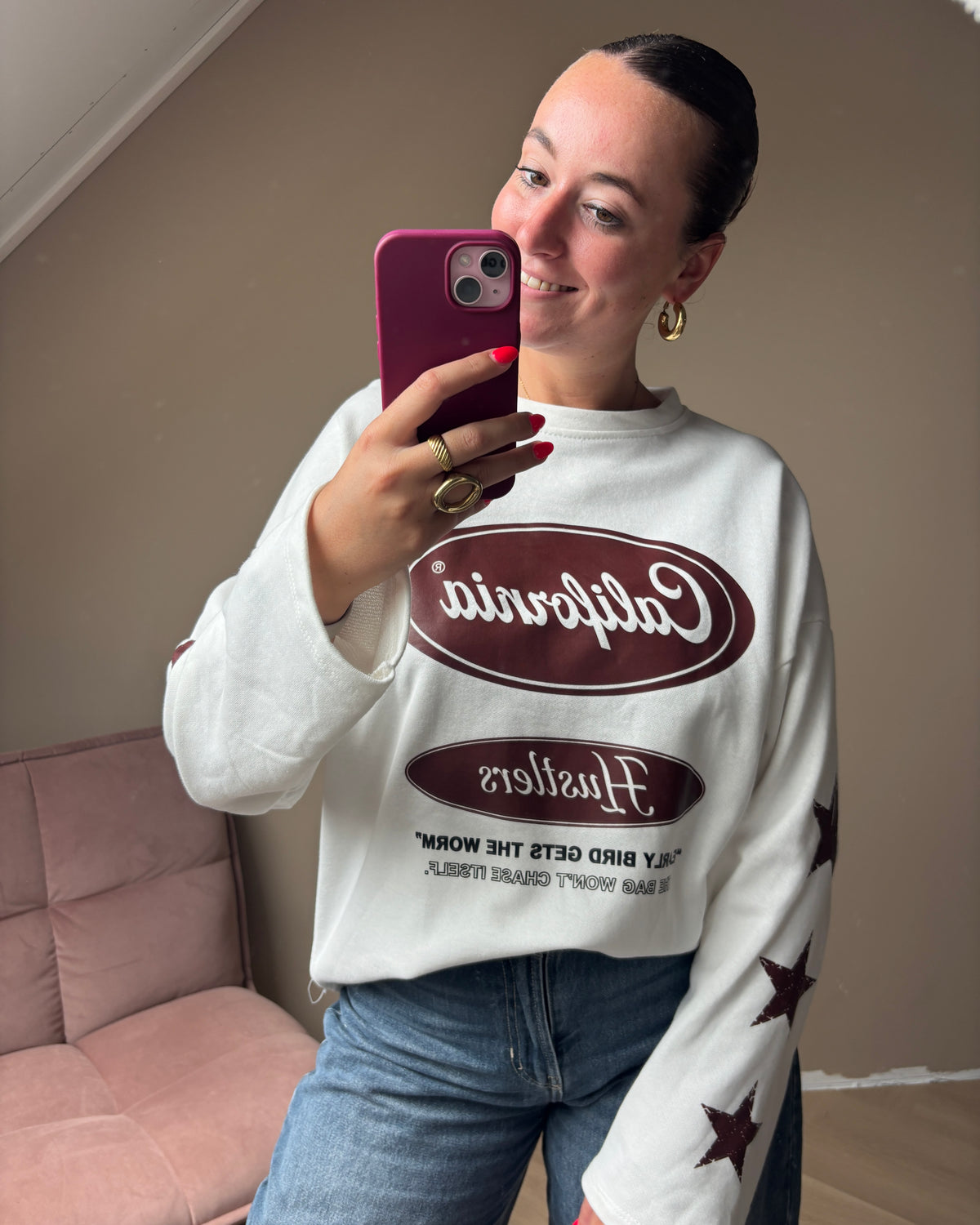 Tess sweater - offwhite/bruin