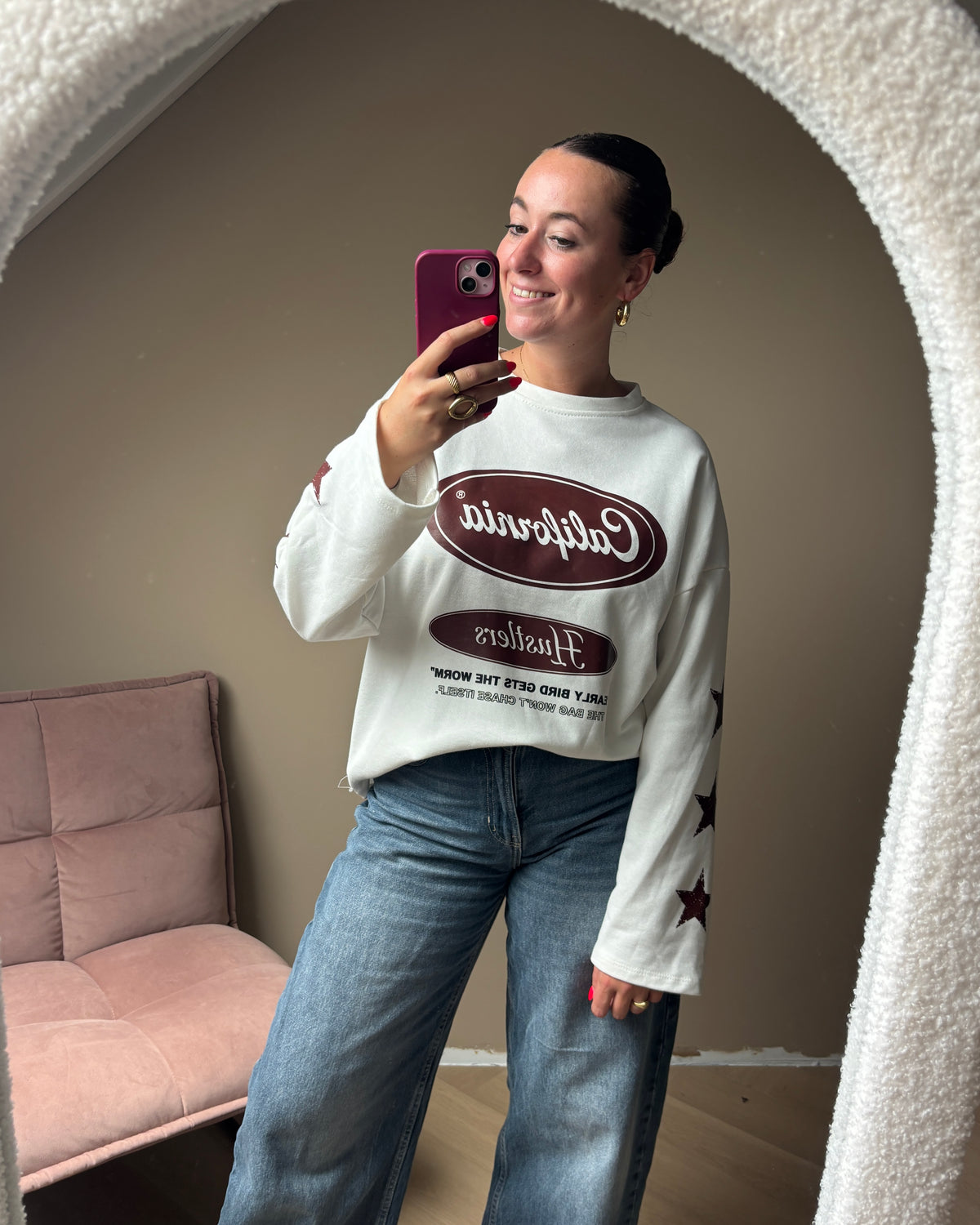 Tess sweater - offwhite/bruin