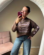Tess sweater - bruin/roze