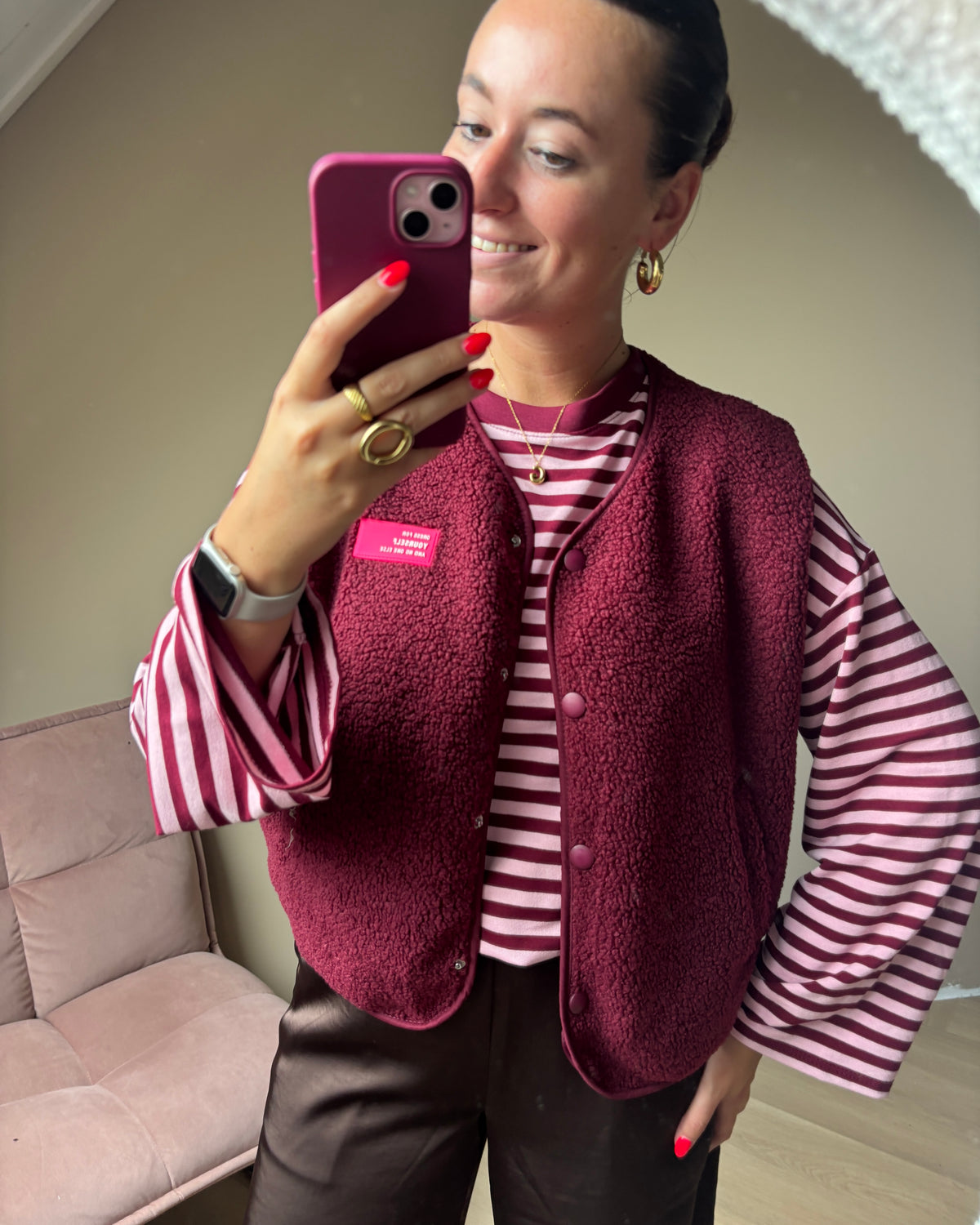 Teddy gilet - bordeaux