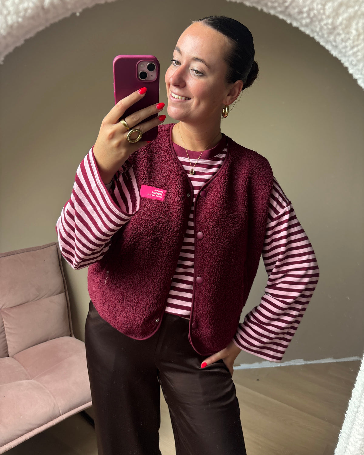 Teddy gilet - bordeaux