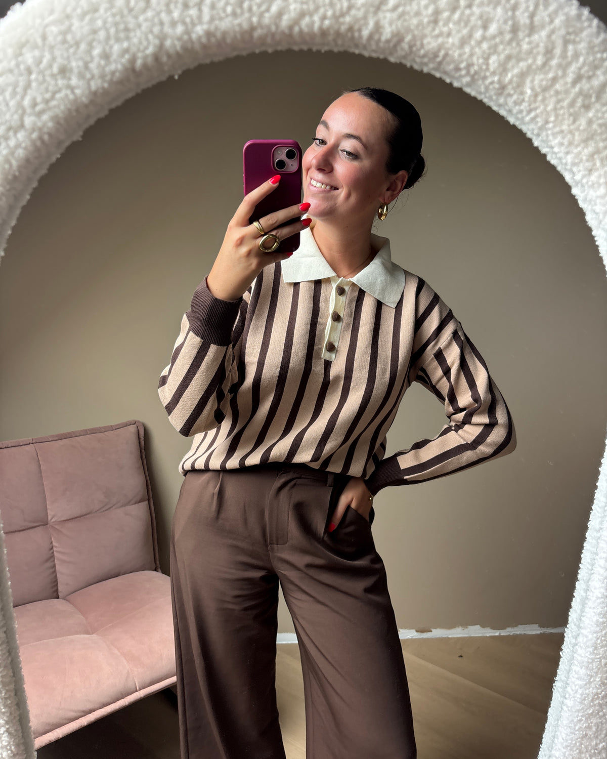 Liva trui - Bruin/beige