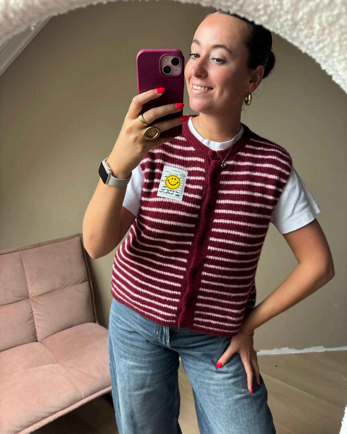 Nina gilet - bordeaux/roze