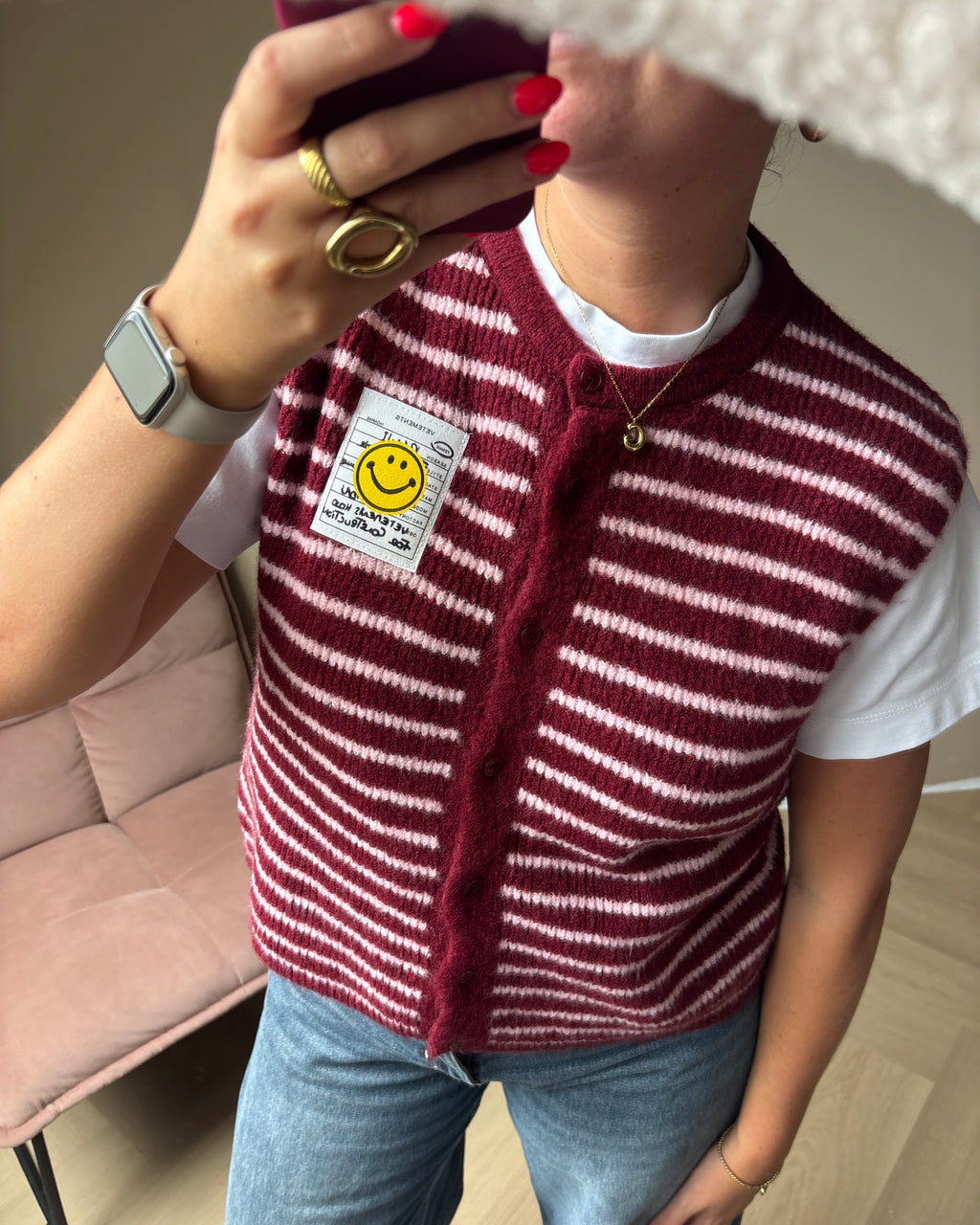 Nina gilet - bordeaux/roze