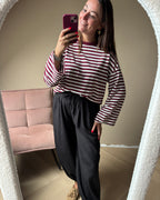 Gestreepte longsleeve - bordeaux/offwhite