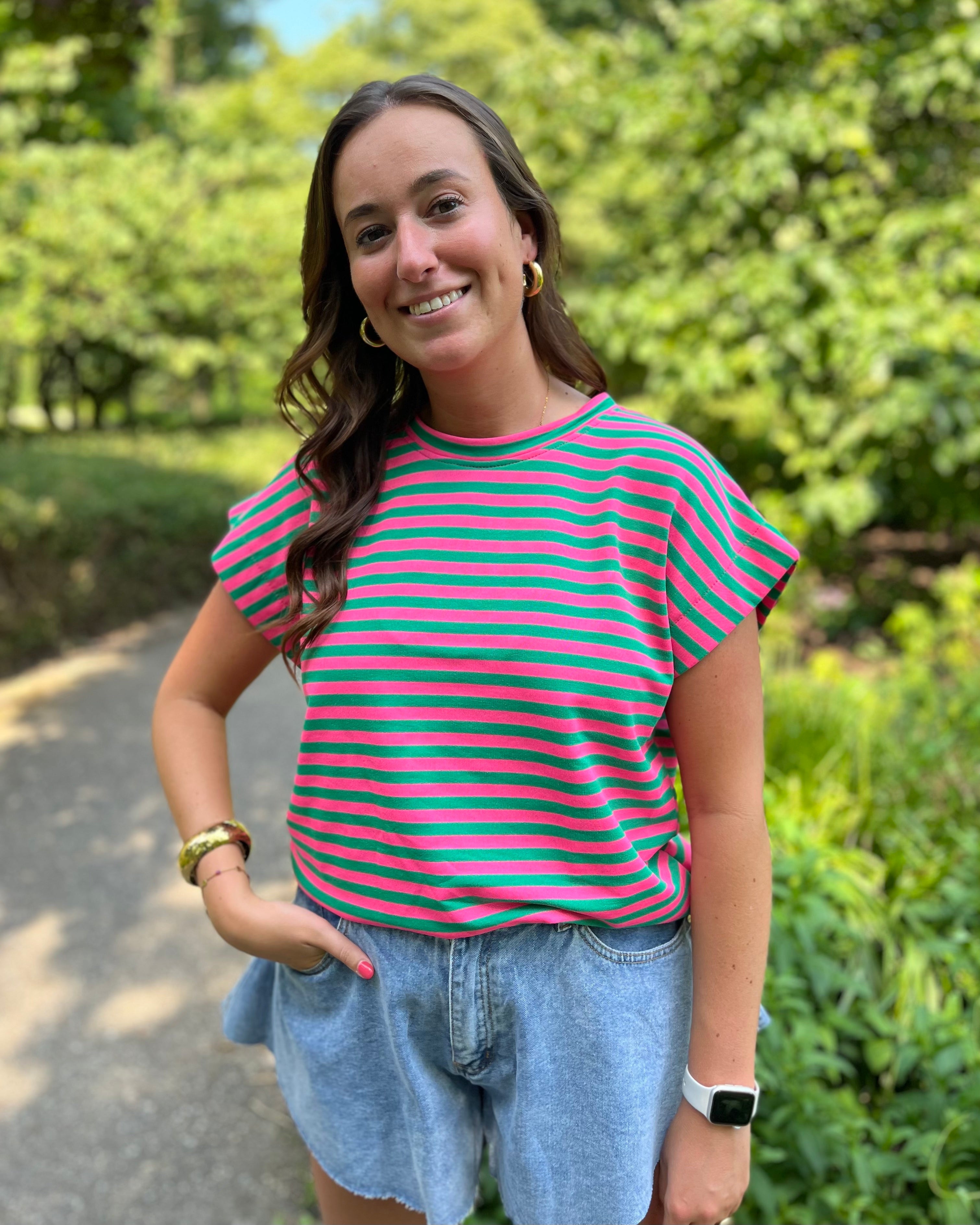 Yanna t-shirt - groen/roze